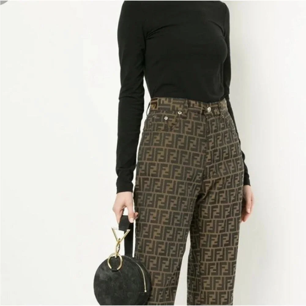 Authentic vintage Fendi Zucca Print Monogram Jeans Pants 27